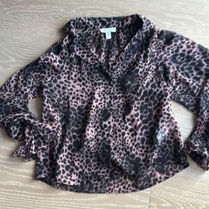 Topshop Purple Leopard Print Blouse